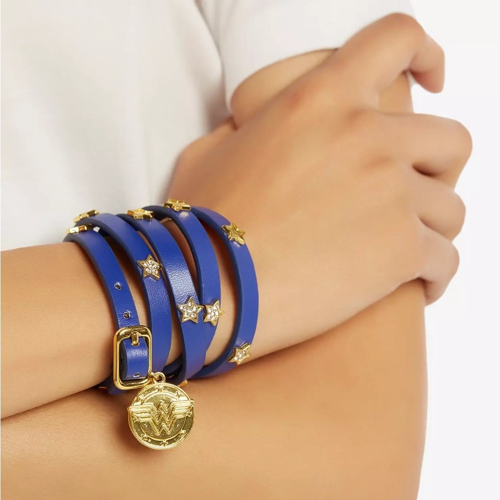 Love And Madness DC Comics Wonder Woman Blue Wrap Bracelet with Satin Bag